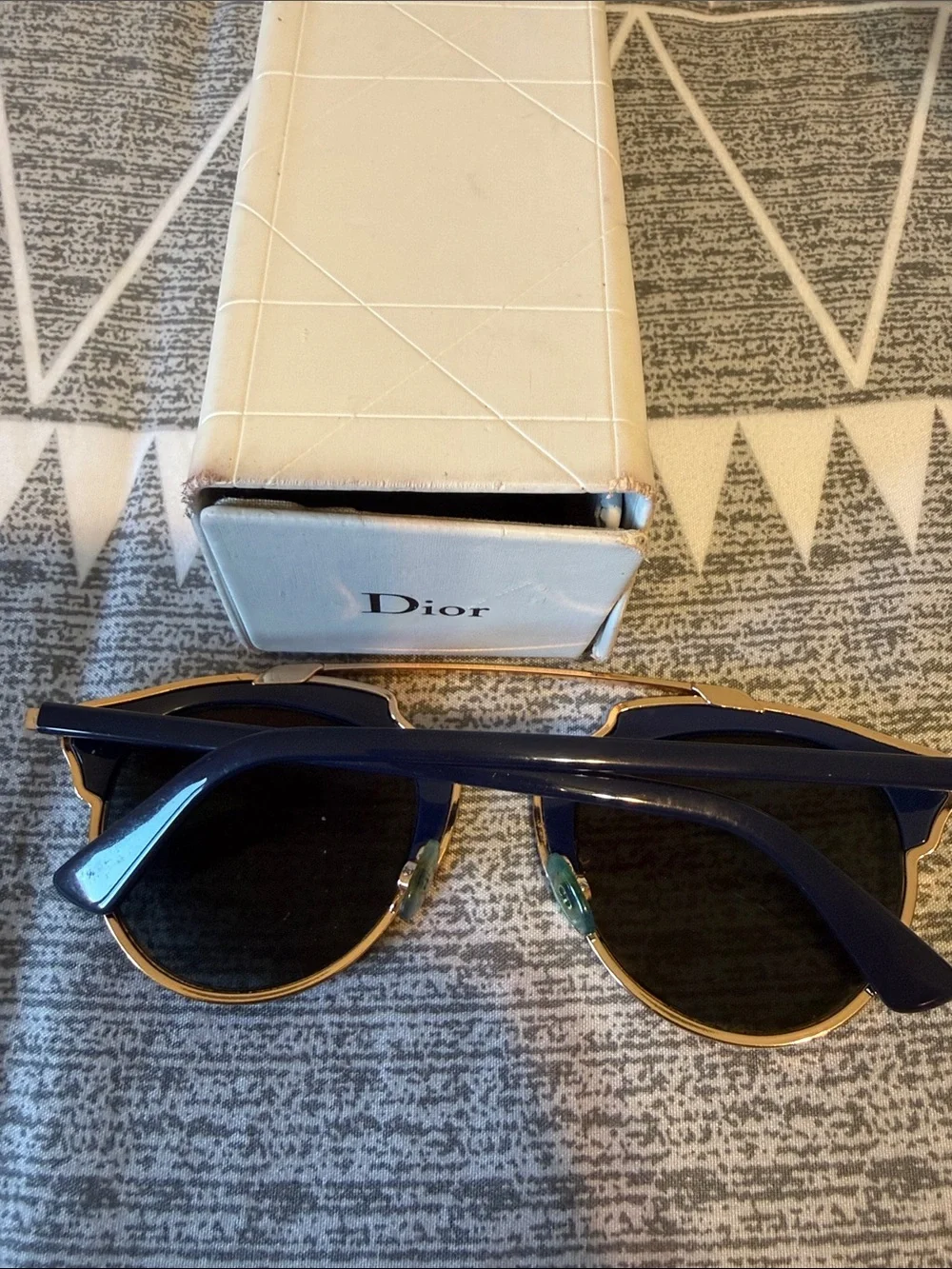 Dior Sunglasses in Navy & Gold with Brown Lenses